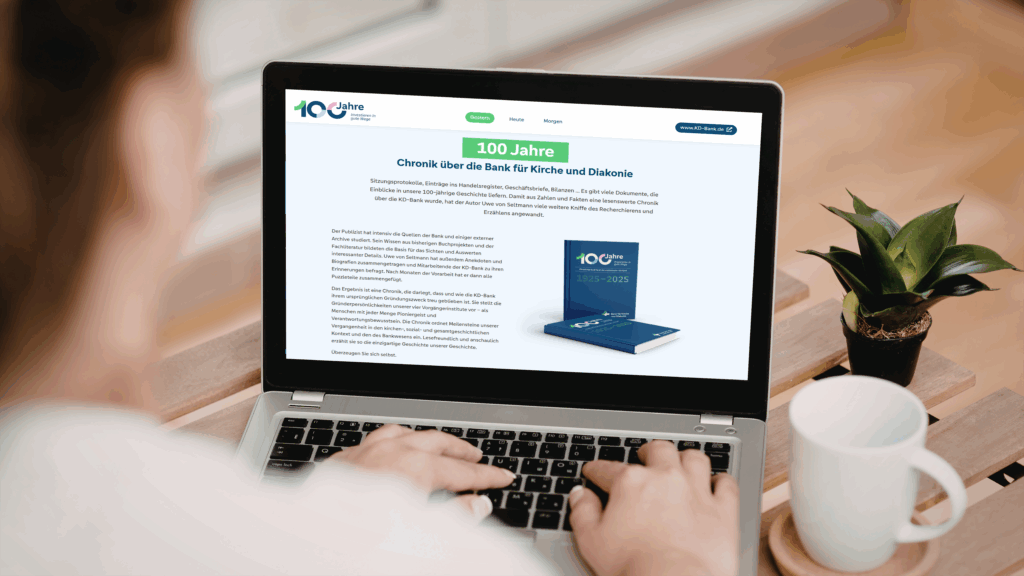 Laptop mit Chronik auf dem Bildschirm.